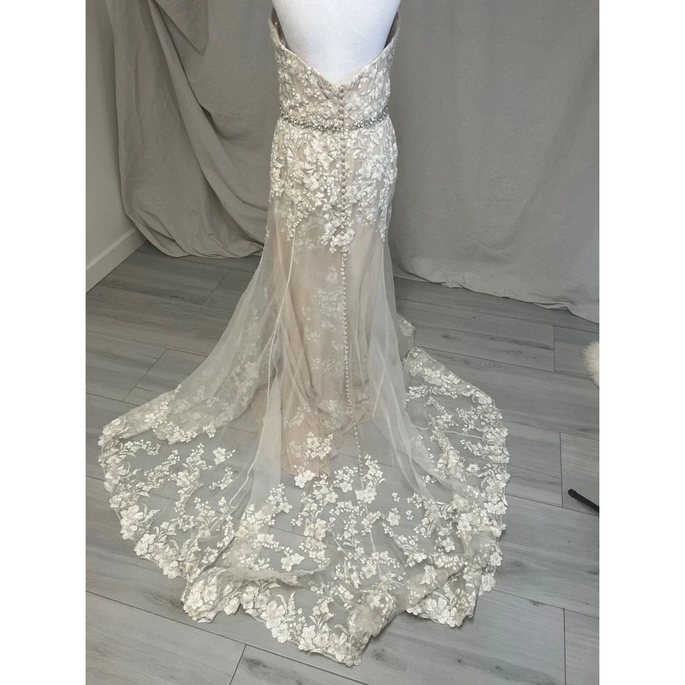 Jenny Yoo Collection Wedding Bridal Dress Strapless Floral Lace Mermaid Sz 10